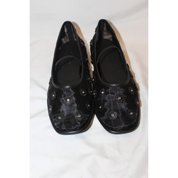 COACH WOMEN'S EMILIA MARY JANE MESH TEA ROSE BALLET FLATS BLACK SZ 8 NIB - Picture 4 of 6